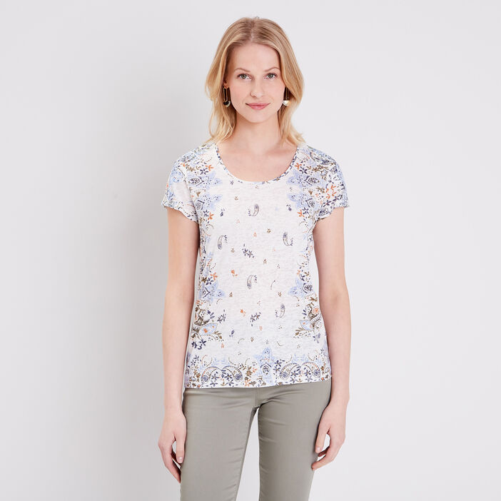 T-shirt manches courtes ecru femme