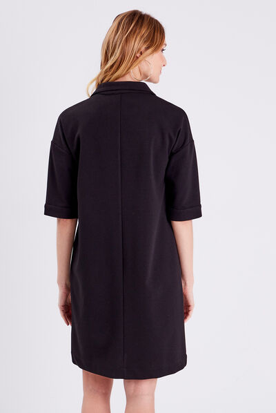 Robe droite manches 3/4 noir femme