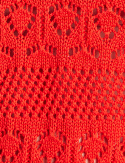Polo d&eacute;tails ajour&eacute;s orange fonc&eacute; femme