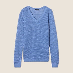pull manches longues col en v bleu ciel femme Pull manches longues col en V bleu ciel femme