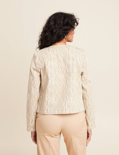 veste sans col beige femme