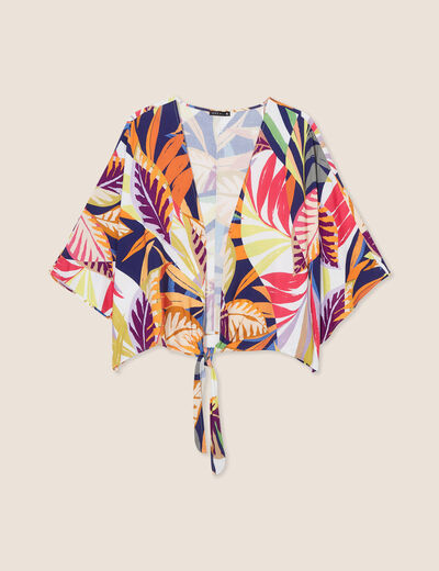 Poncho kimono manches 3/4 noué femme multicolore femme
