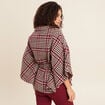 Poncho ceintur&eacute; boutonn&eacute; bordeaux femme