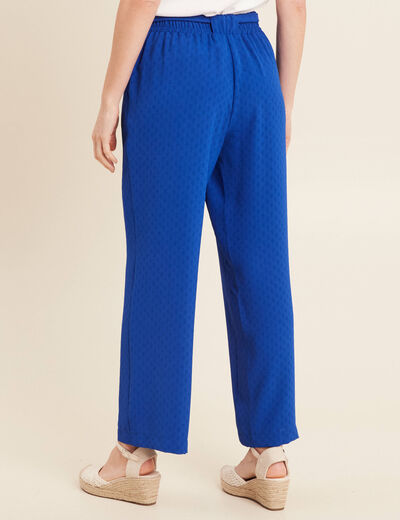 Pantalon flou droit 7/8ème bleu electrique femme