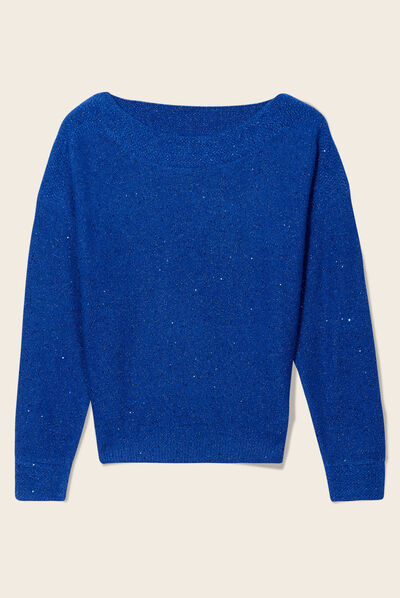 Pull manches longues bleu electrique femme