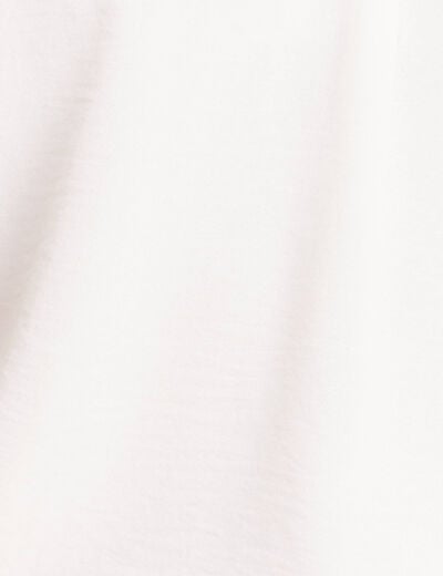T-shirt bi-mati&egrave;re manches courtes ecru femme