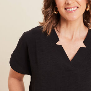 Blouse fluide manches courtes noir femme
