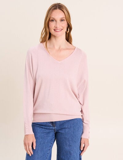 Pull manches longues rose clair femme