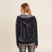 Sweat manches longues pliss&eacute; gris argent femme