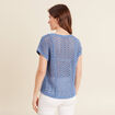 Pull manches courtes ajour&eacute; bleu ciel femme