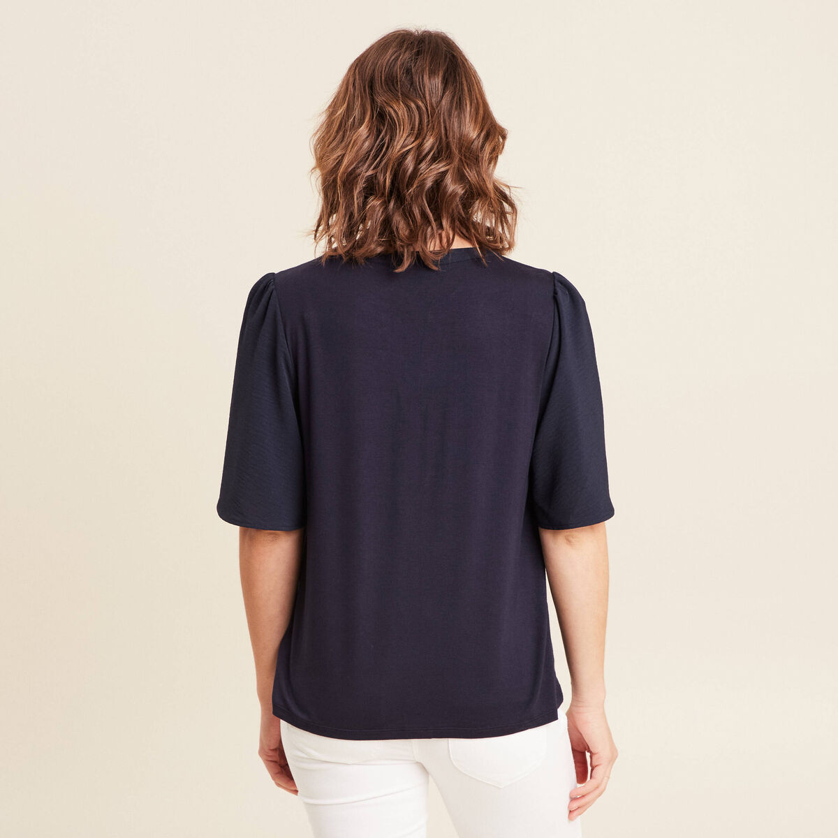 T-shirt manches courtes bleu foncé femme