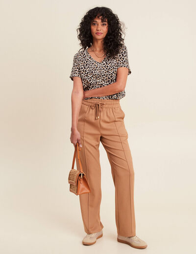 T-shirt manches courtes beige femme