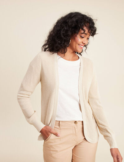 Gilet manches longues couleur or femme