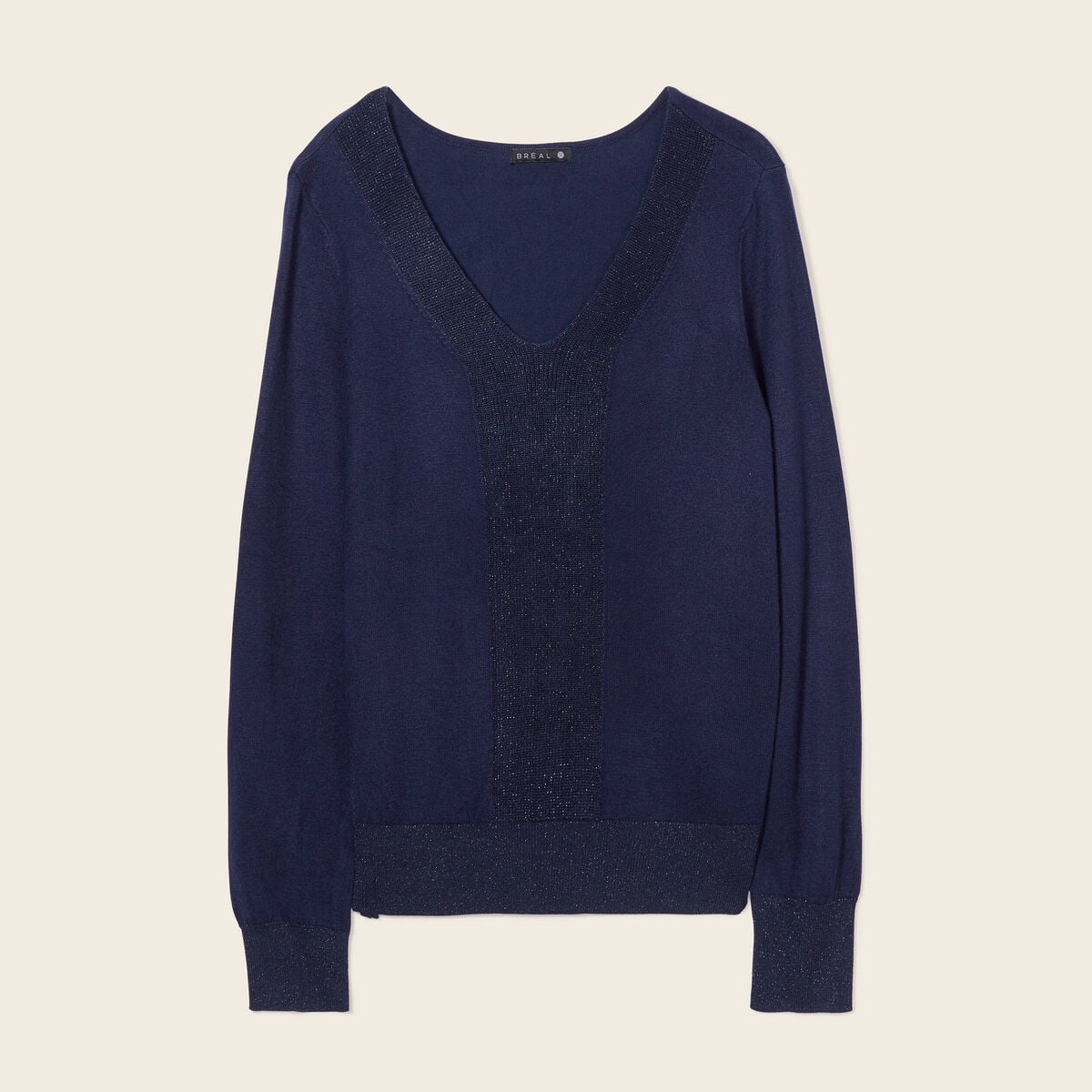 Pull manches longues bleu marine femme