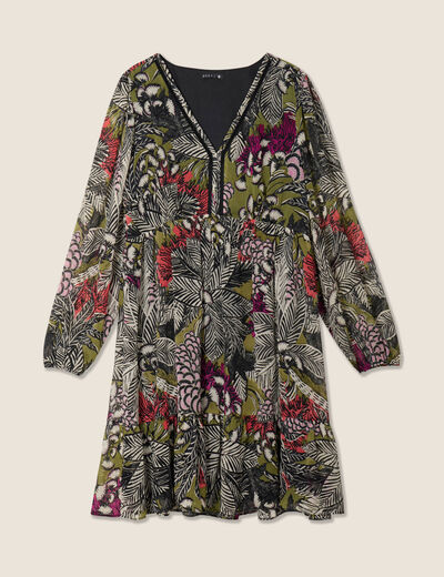 Robe évasée fluide vert femme
