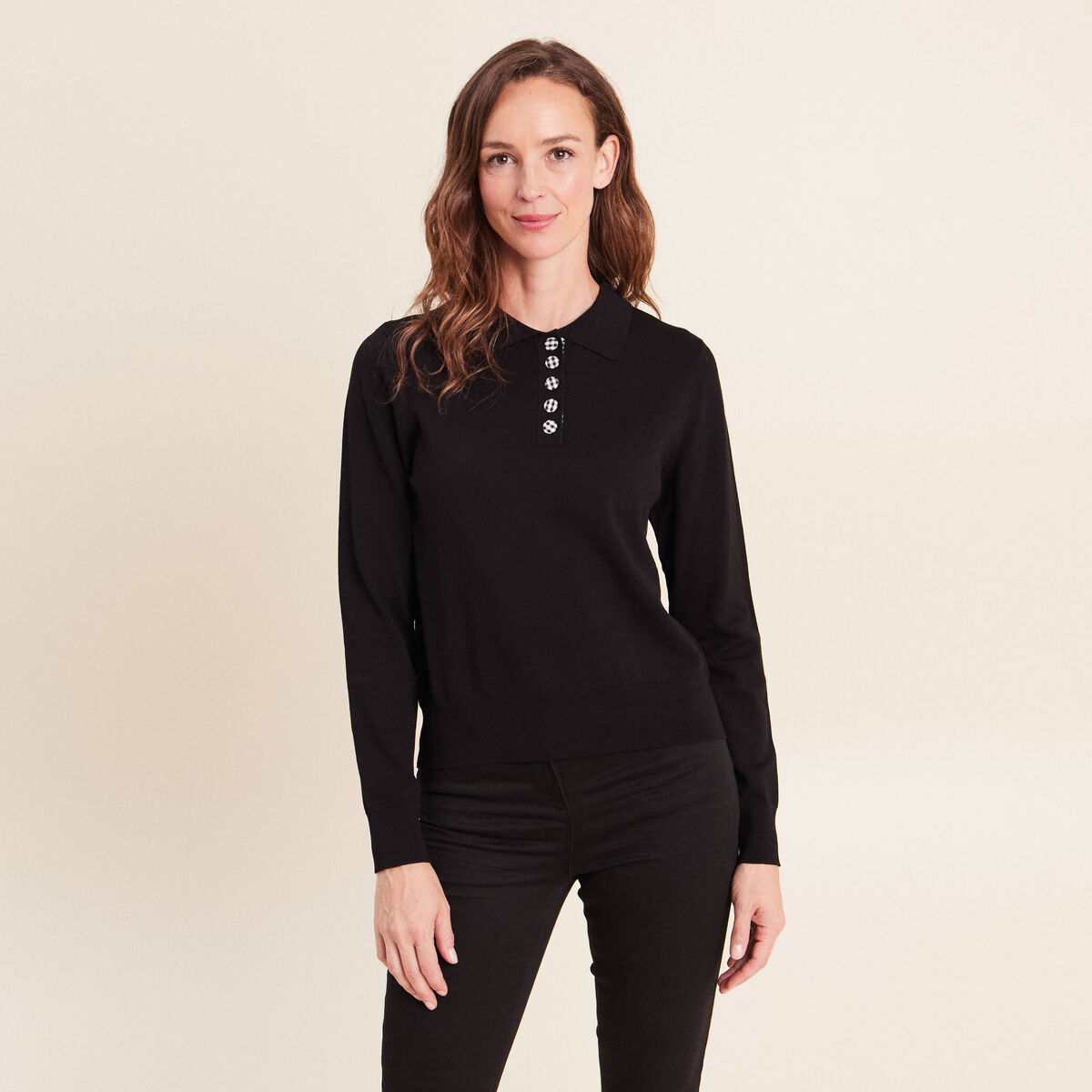 Polo noir femme