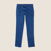Jean ajusté cargo denim stone femme