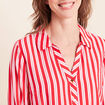 Chemise droite longue fluide col chemise rouge femme