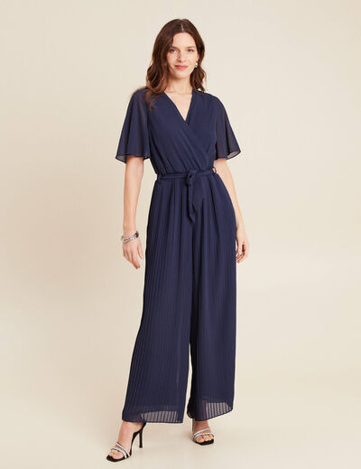 Combinaison pantalon fluide bleu marine femme