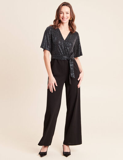 Combinaison en maille bleu marine femme