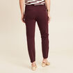 Pantalon chino ajusté 7/8ème bordeaux femme