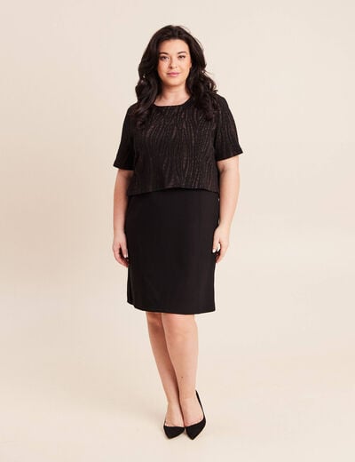 Robe bi-mati&egrave;re droite noir femme