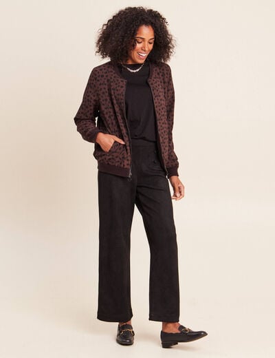 Pantalon aspect daim noir femme