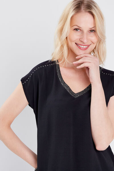 T-shirt manches courtes noir femme