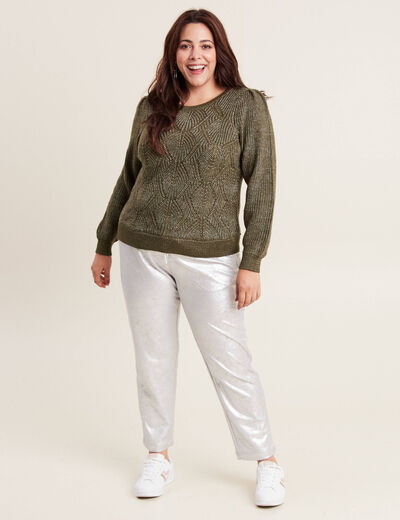 Pull manches longues vert kaki femme