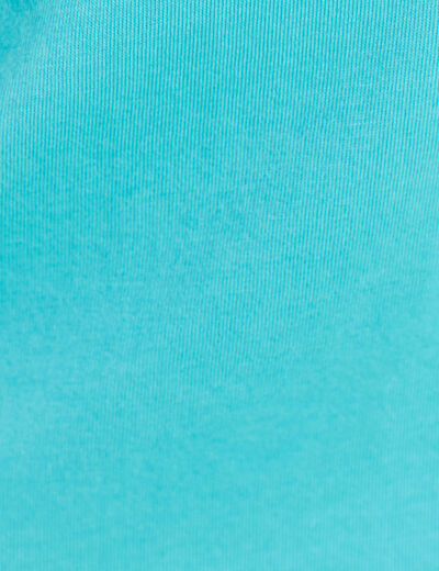 T-shirt col rond manches courtes brod&eacute; vert turquoise femme