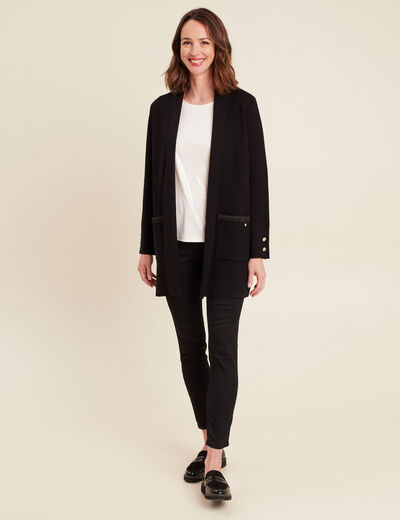 Gilet col châle noir femme