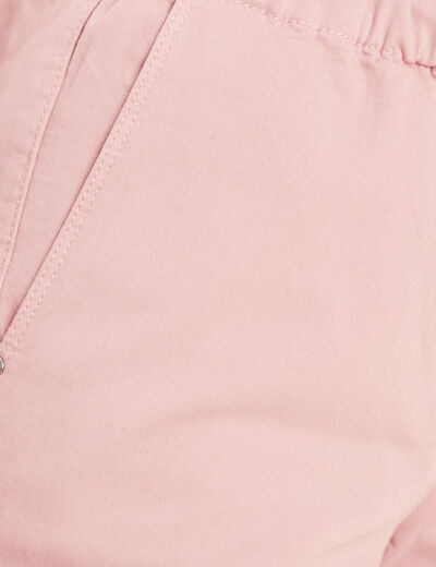 Pantacourt large taille haute rose pastel femme