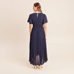 Robe longue &eacute;vas&eacute;e col v manches courtes bleu marine femme