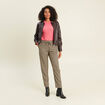 Pull col rond rose framboise femme