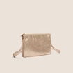 Sac bandouli&egrave;re satin&eacute; 2 pochettes couleur or femme