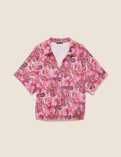 Chemisette manches courtes rose corail femme