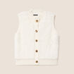 Gilet sans manches duveteux ecru femme