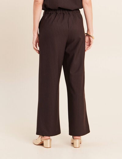 Pantalon large 7/8&egrave;me marron femme