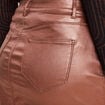 Jupe midi droite enduite couleur cuivre femme