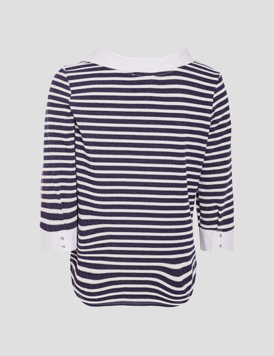 T-shirt manches 3/4 bleu marine femme