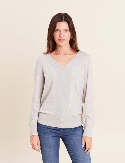 Pull manches longues gris clair femme