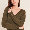 Pull manches longues vert kaki femme