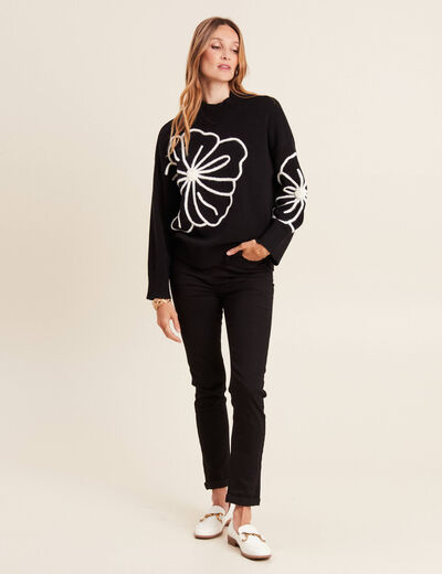 Pull manches longues noir femme