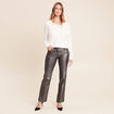 Pull ajust&eacute; col bateau strass ecru femme