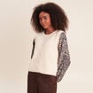 Pull col rond beige femme