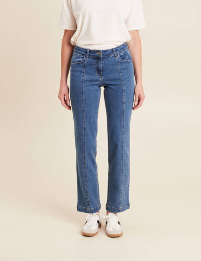Jean droit taille basculée denim stone femme