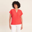 T-shirt droit manches courtes rouge femme