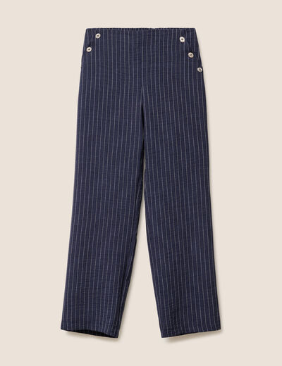 pantalon large bleu femme
