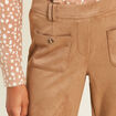 Pantalon aspect daim marron femme