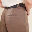 Pantalon large taille haute taupe femme